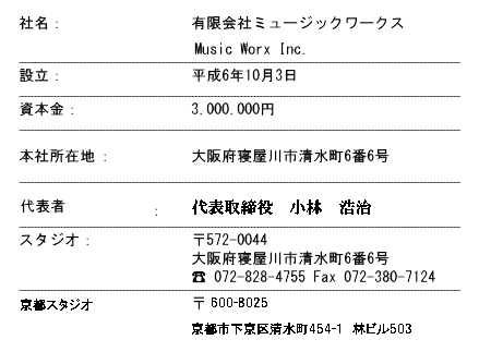 有限会社　ミュージックワークス